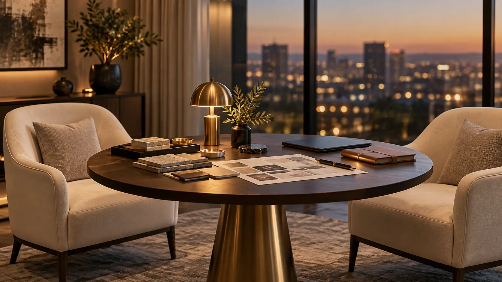Warm executive consultation setting prepared for a strategic sourcing conversation