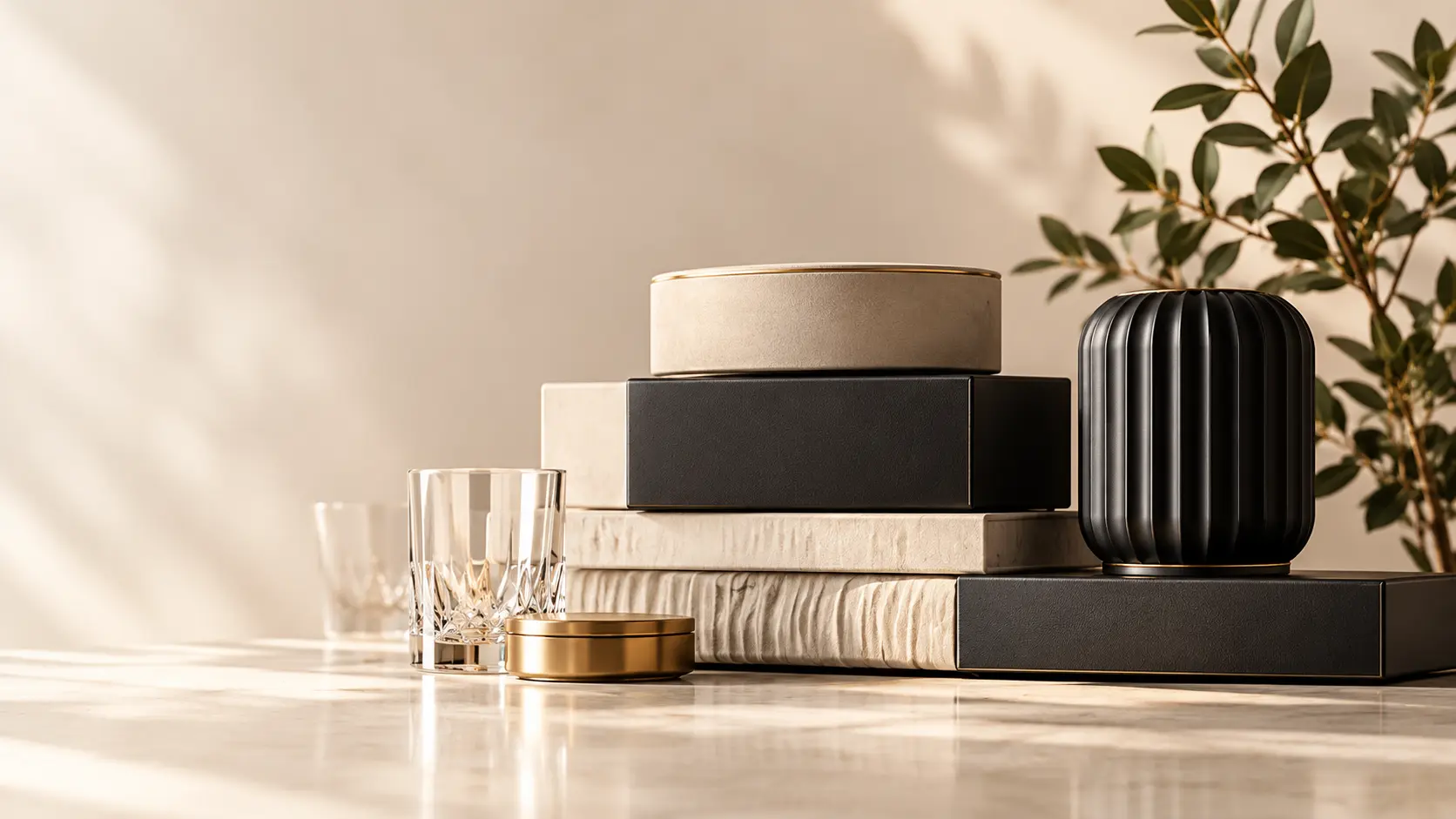 Premium packaging, travel and glassware representing broader CIVSourcing product possibilities