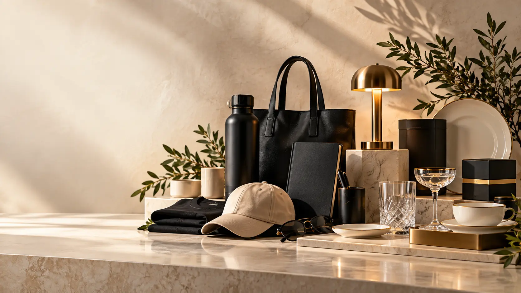 Curated CIVSourcing catalog assortment featuring merchandise, packaging, tabletop, glassware, lighting and material samples